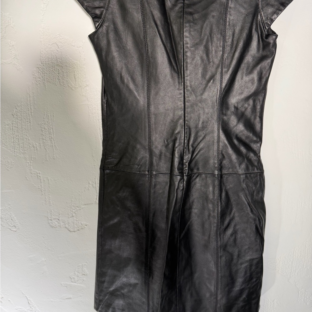 Boston Proper Black Leather Like  Mini Dress - Picture 10 of 15